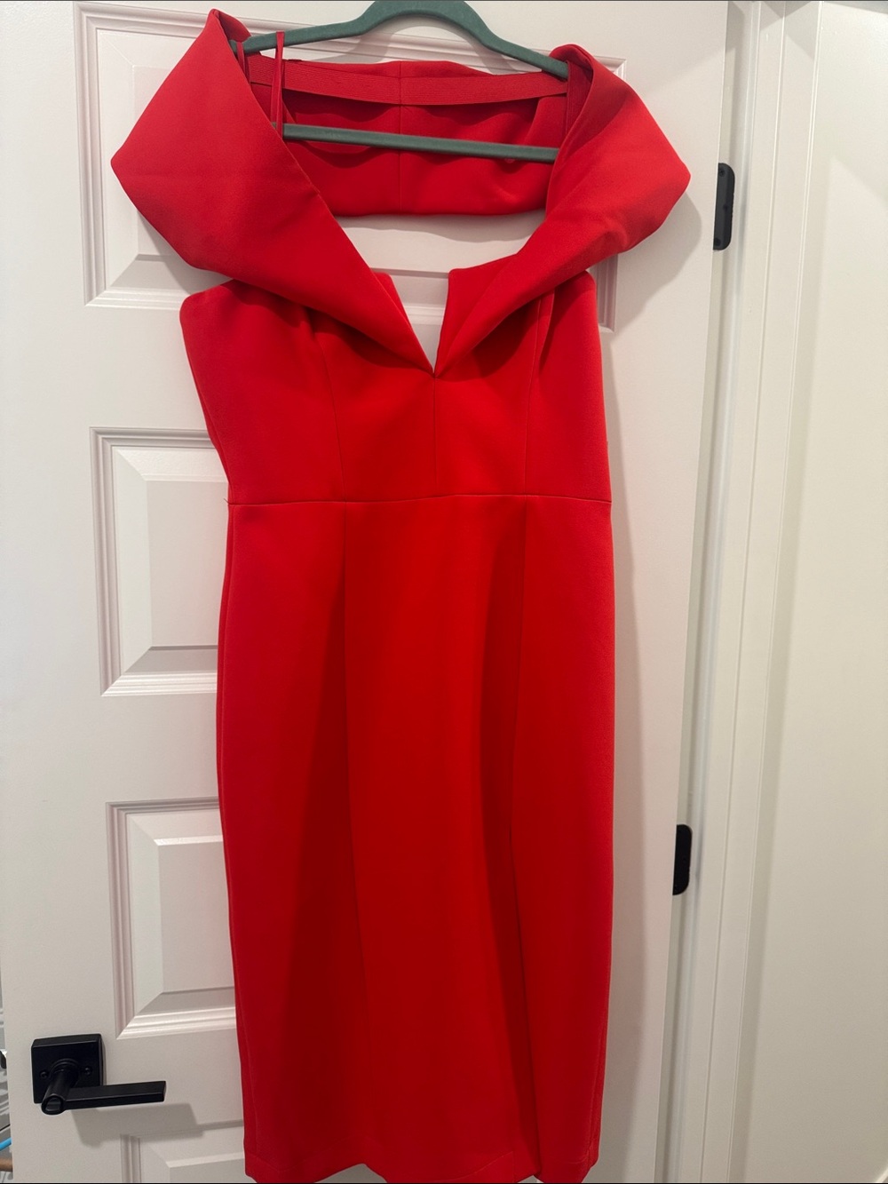 BCBGMaxAzria Red Off-Shoulder Midi Dress